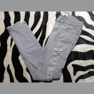 Forever 21 Gray Holey Skinny Jeans